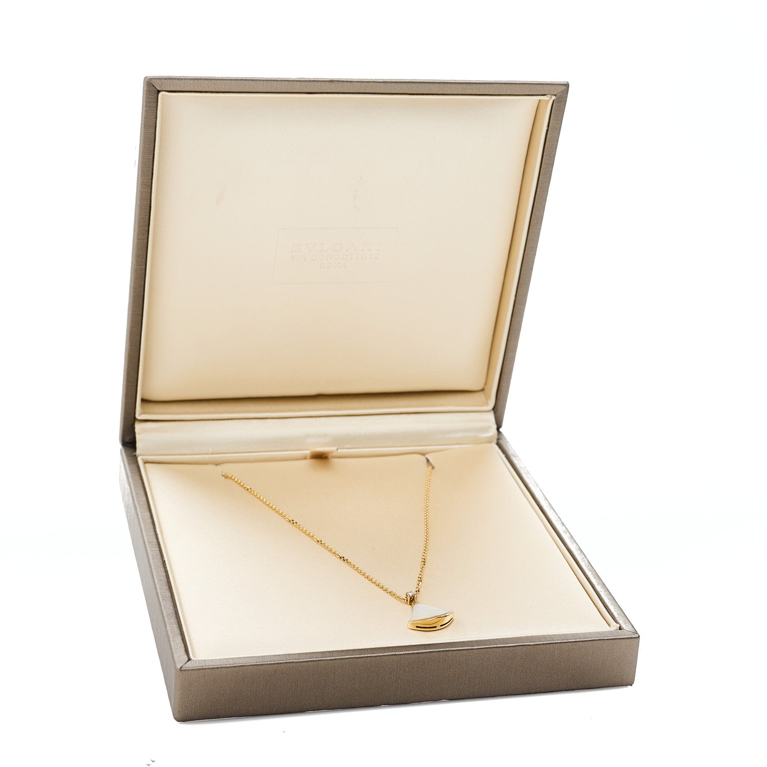 Bulgari 18K Yellow Gold Diamond Mother of Pearl Small Divas' Dream Pendant Necklace 9 of 9
