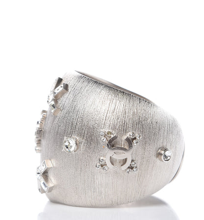 Chanel Textured Crystal CC Cuff Silver 3 of 4