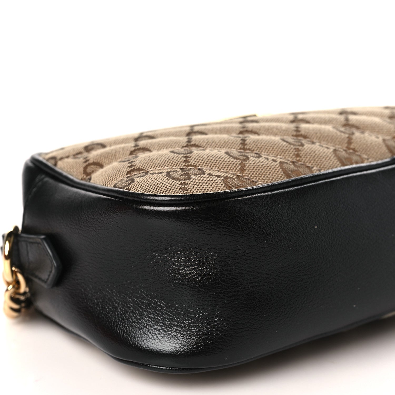 Gucci Monogram Matelasse Diagonal Small GG Marmont Chain Shoulder Bag Beige Black 8 of 9