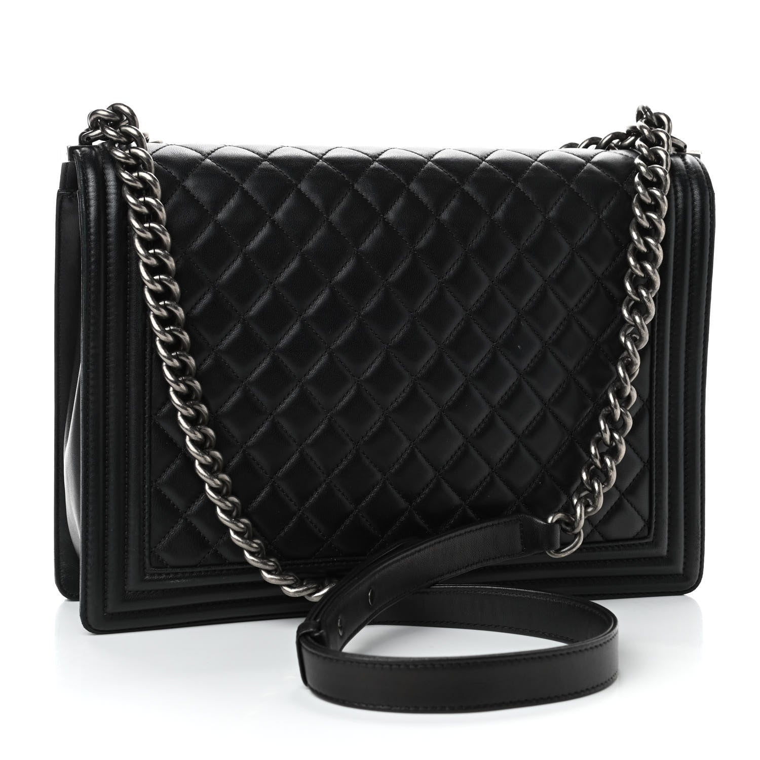 Chanel Lambskin Quilted Large Boy Flap Black 2 of 4