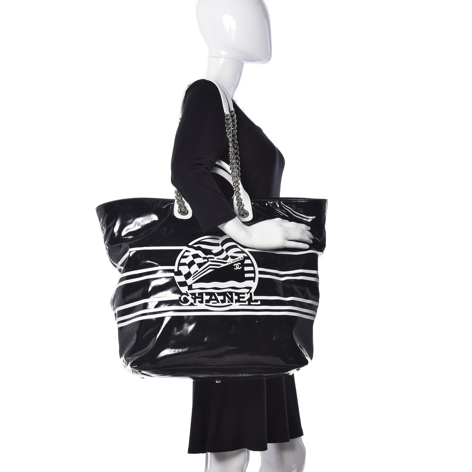 Chanel Vinyl Large La Pausa Bay Shopping Bag Black 3 of 25