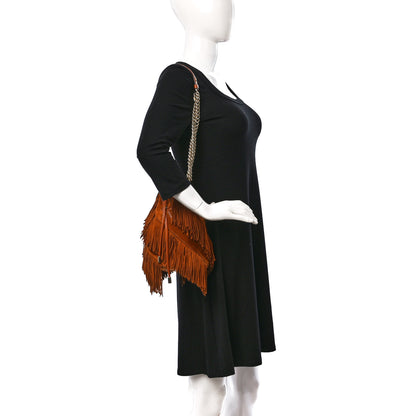 Christian Louboutin Suede Calfskin Fringe Marie Jane Bucket Brown 2 of 9