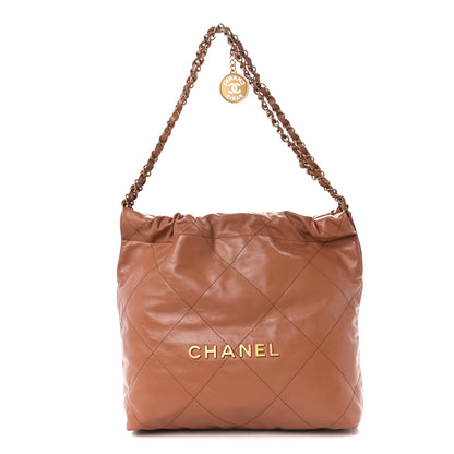 Chanel Shiny Calfskin Quilted Small Chanel 22 Camel 3 of 13