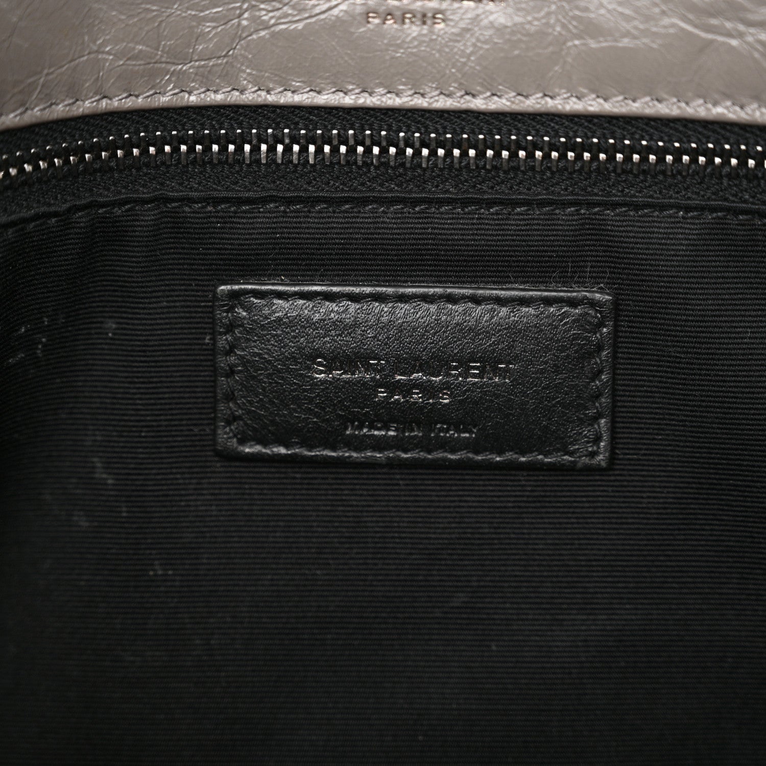 Saint Laurent Crinkled Calfskin Matelasse Monogram Medium Niki Chain Satchel Light Gray 6 of 14