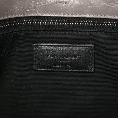 Saint Laurent Crinkled Calfskin Matelasse Monogram Medium Niki Chain Satchel Light Gray 6 of 14