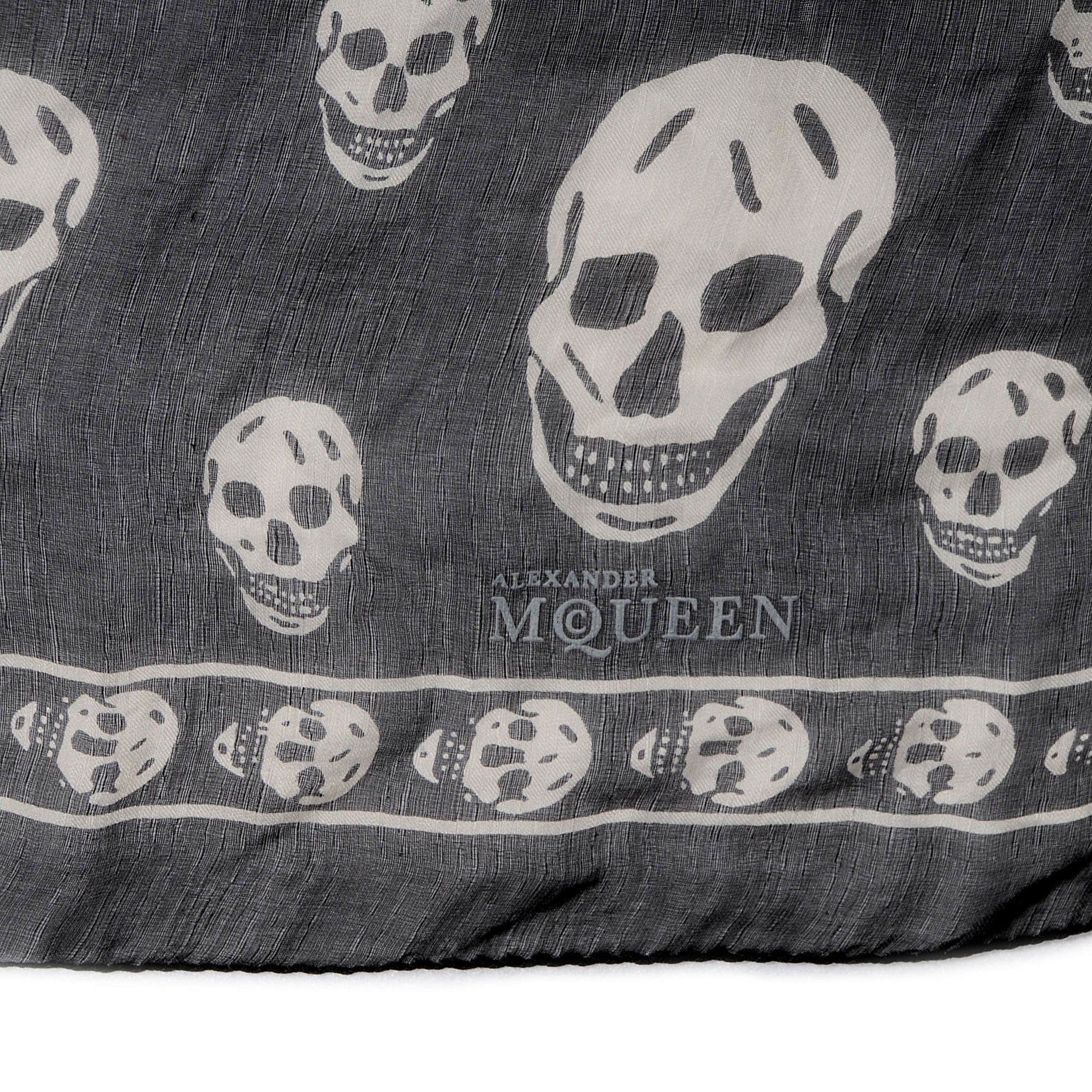 Alexander McQueen Silk Chiffon Skull Scarf Black Ivory 5 of 7