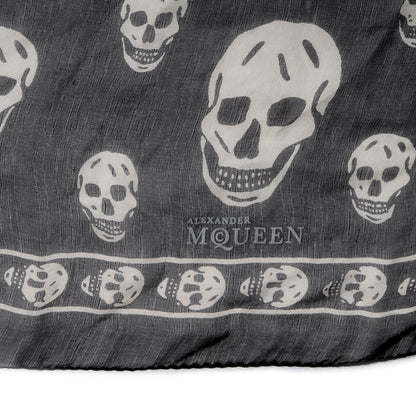 Alexander McQueen Silk Chiffon Skull Scarf Black Ivory 5 of 7