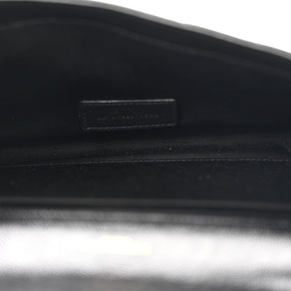 Saint Laurent Grain De Poudre Matelasse Chevron Monogram Envelope Clutch Black 5 of 9