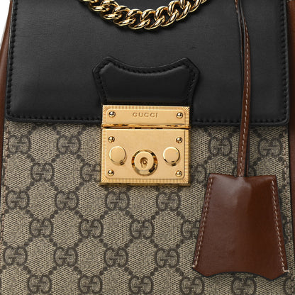 Gucci GG Supreme Monogram Calfskin Padlock Backpack Beige Cuir Black 8 of 11
