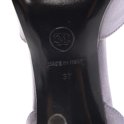 Chanel Satin Pearl Ankle Strap Pumps 37 Purple 10 of 10