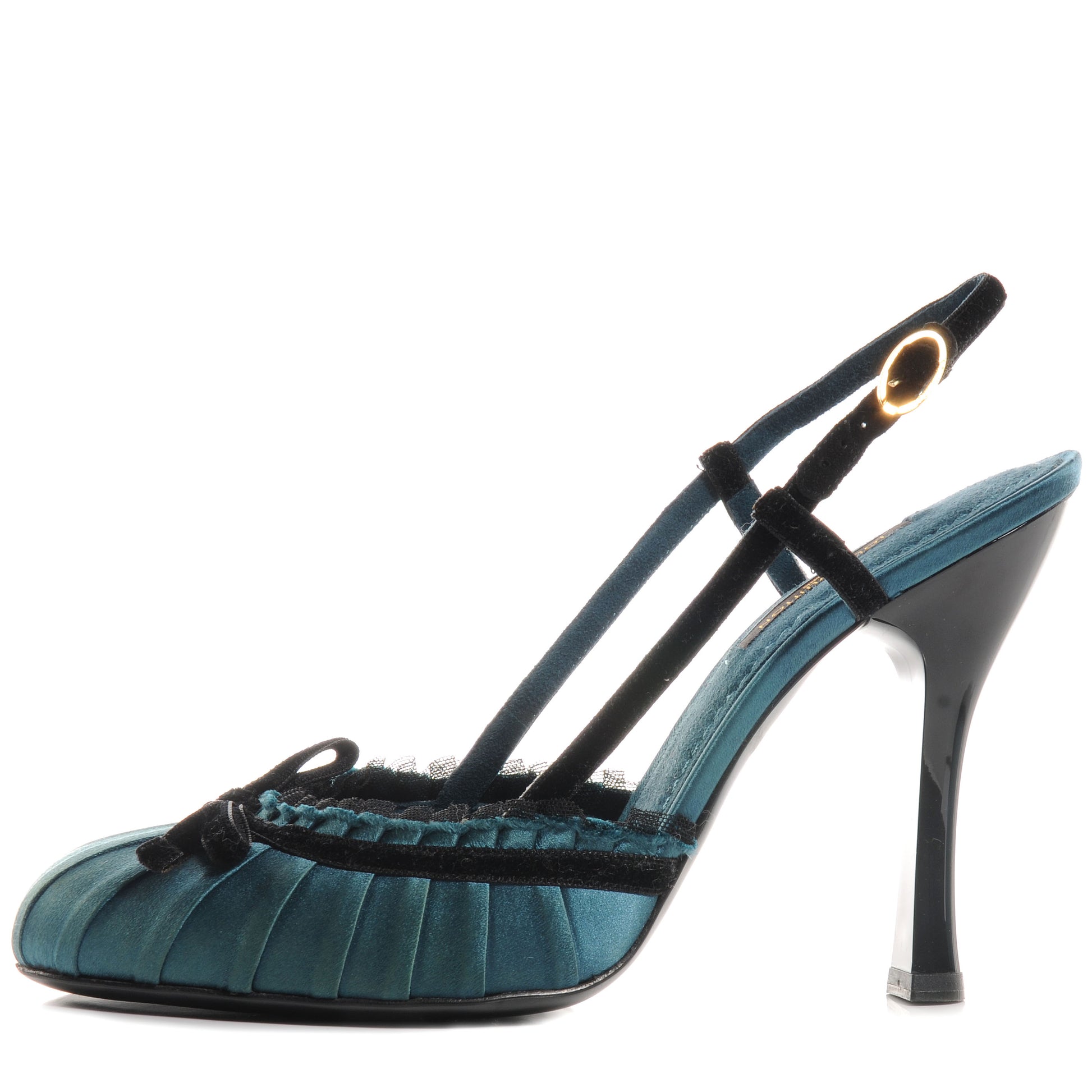 Louis Vuitton Satin Balmoral Pumps Petrole 38 1 of 8