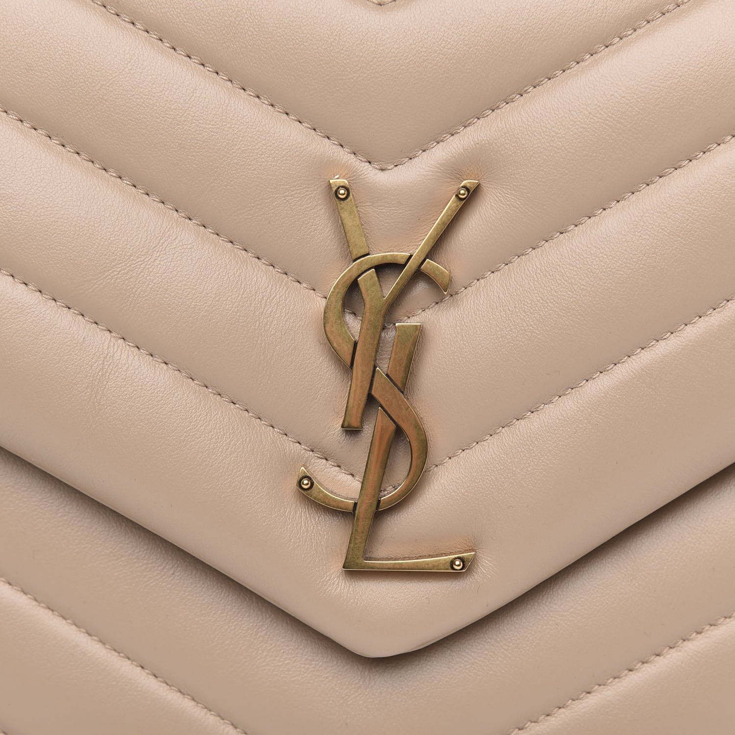 Saint Laurent Calfskin Y Quilted Monogram Medium Loulou Chain Satchel Nude Powder 11 of 11