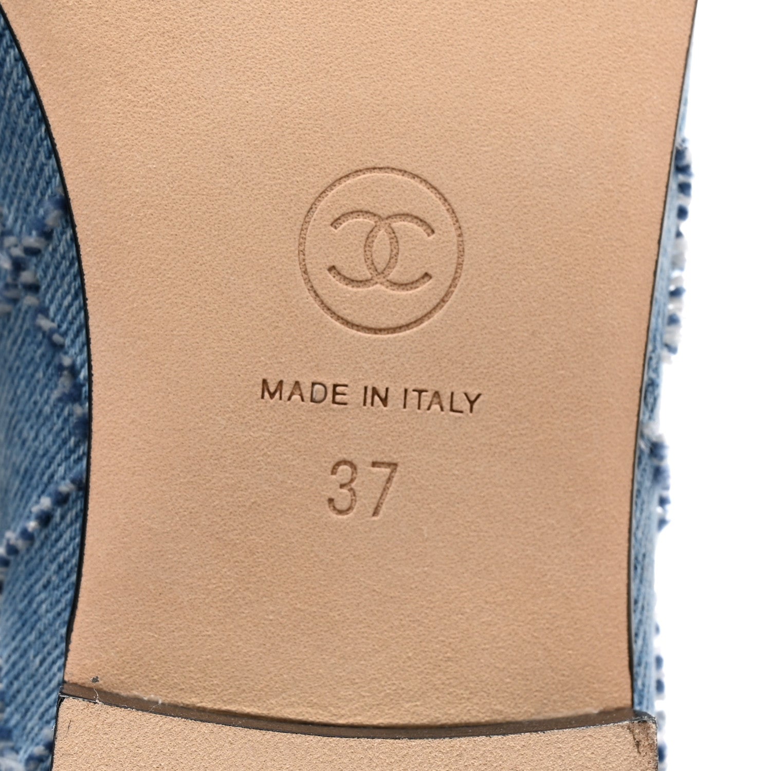 Chanel Denim Embroidered Grosgrain CC Cap Toe Ballerina Flats 37 Blue Black 7 of 10