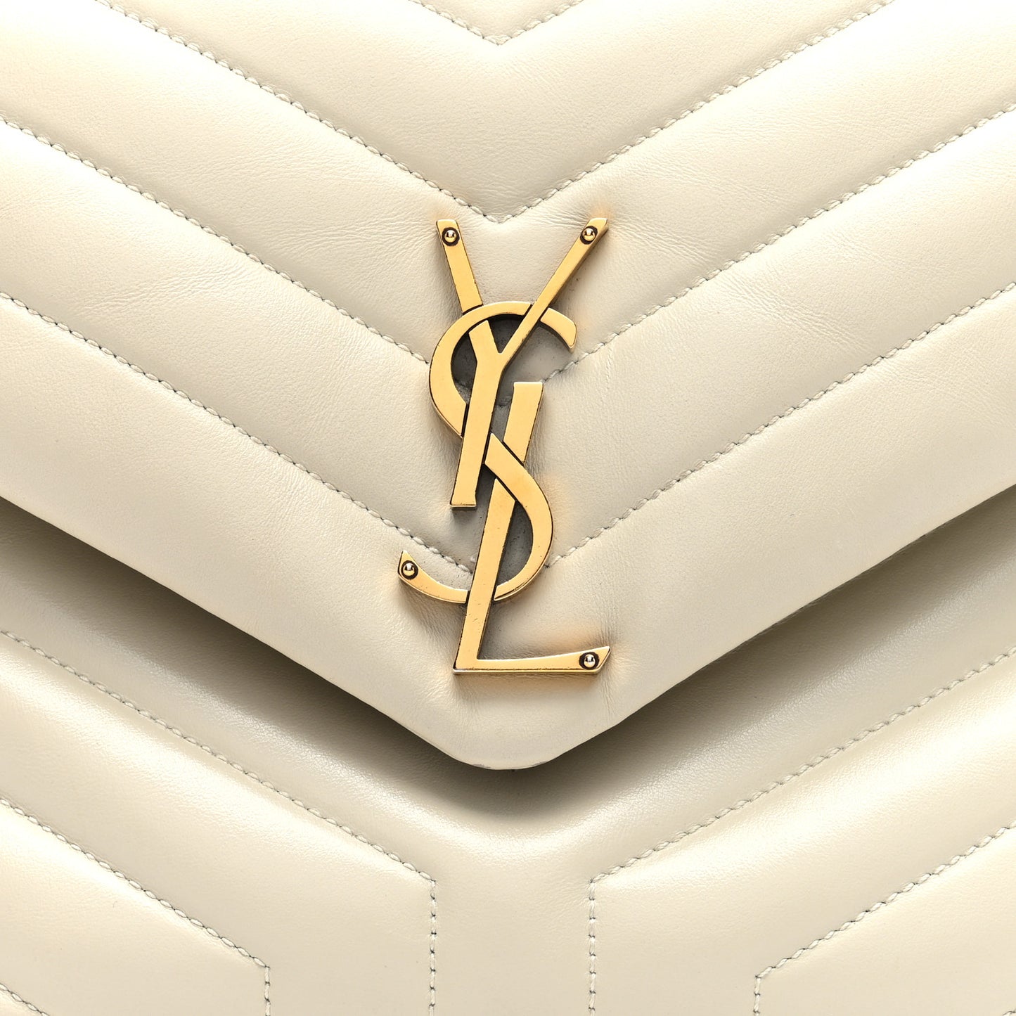 Calfskin Y Quilted Monogram Medium Loulou Chain Satchel Crema Soft