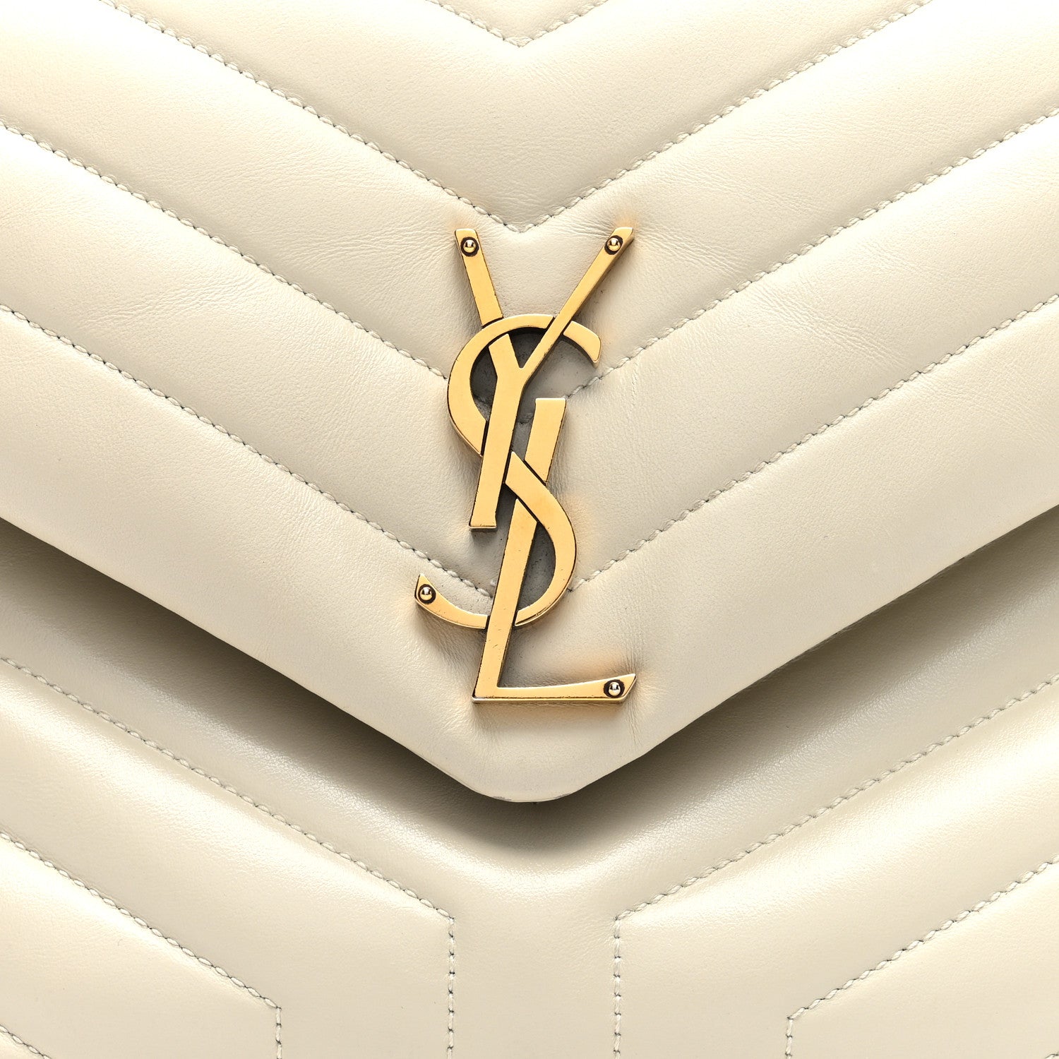 Saint Laurent Calfskin Y Quilted Monogram Medium Loulou Chain Satchel Crema Soft 8 of 10