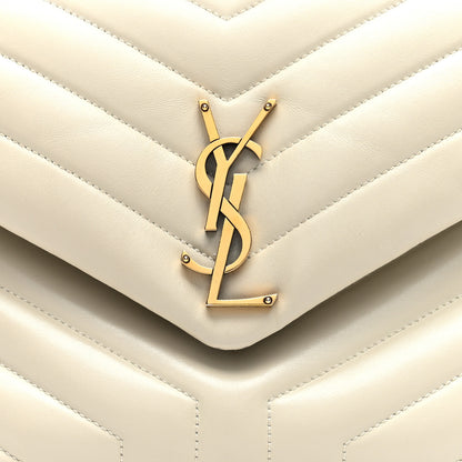 Saint Laurent Calfskin Y Quilted Monogram Medium Loulou Chain Satchel Crema Soft 8 of 10