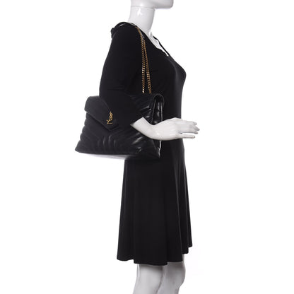 Saint Laurent Calfskin Y Quilted Monogram Medium Loulou Chain Satchel Black 2 of 17