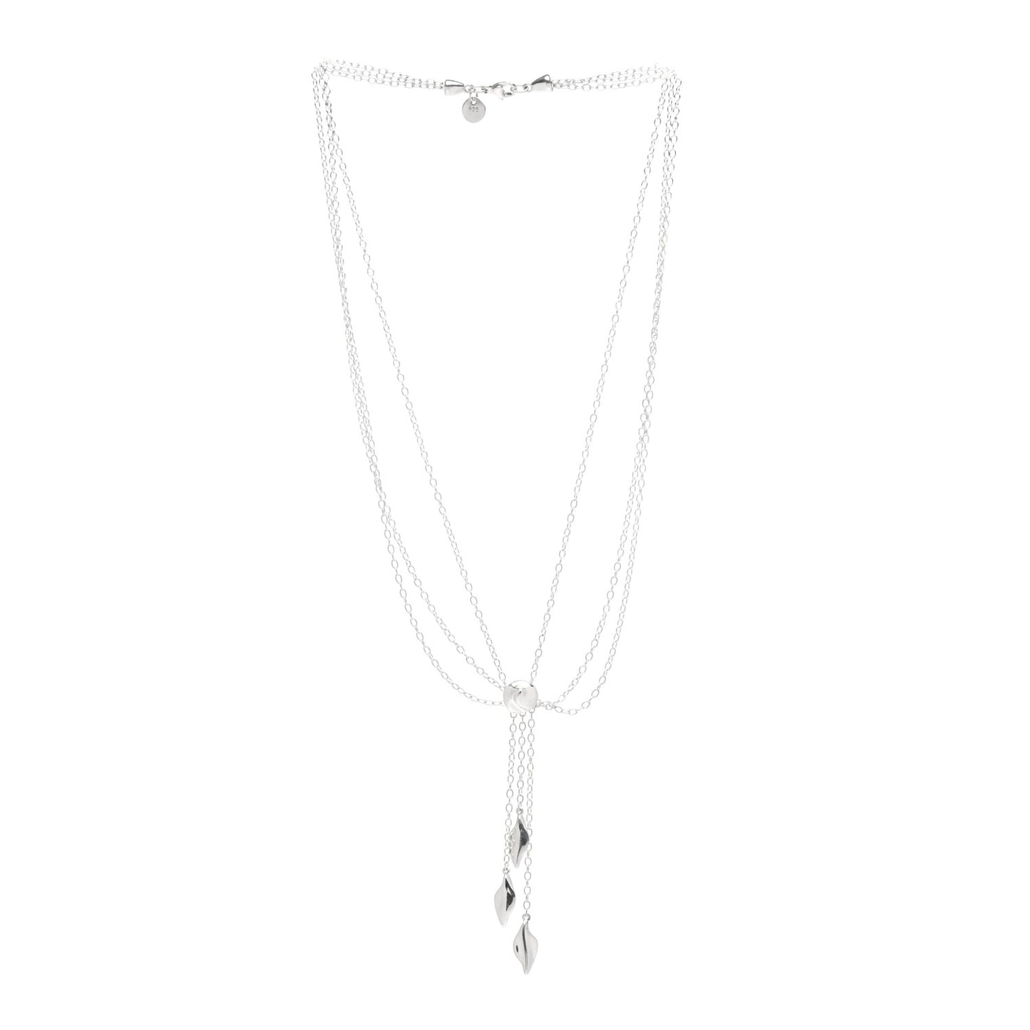 Sterling Silver Three Leaf Drop Pendant Necklace