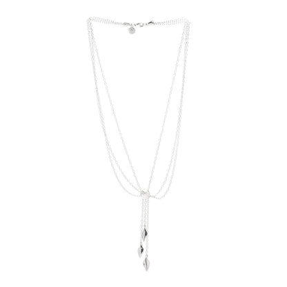 Tiffany Sterling Silver Three Leaf Drop Pendant Necklace 3 of 4