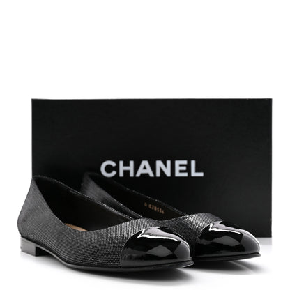 Chanel Fantasy Goatskin Patent Calfskin Crystal Cap Toe CC Ballerina Flats 39 Black 14 of 14