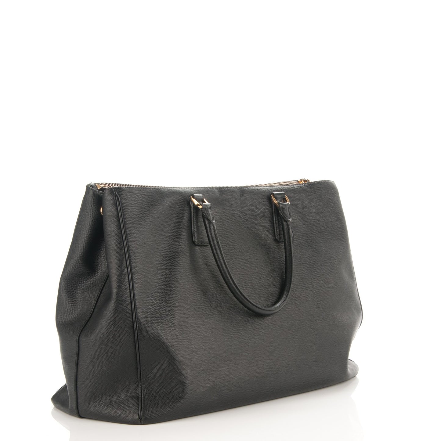 Saffiano Lux Extra Large Galleria Double Zip Tote Black