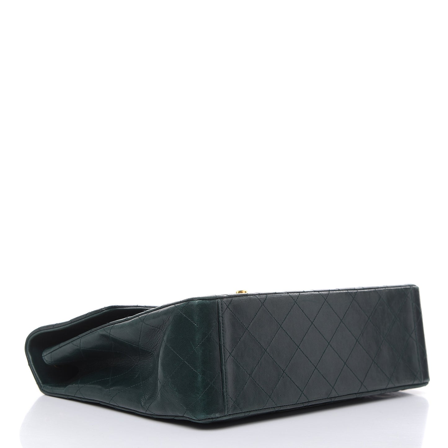 Lambskin Quilted XL Jumbo Single Flap Green