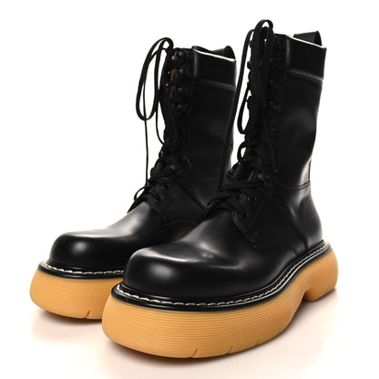 Bottega Veneta Calfskin The Swell Lace Up Boots 38 Black Natural Rubber 39 3 of 8