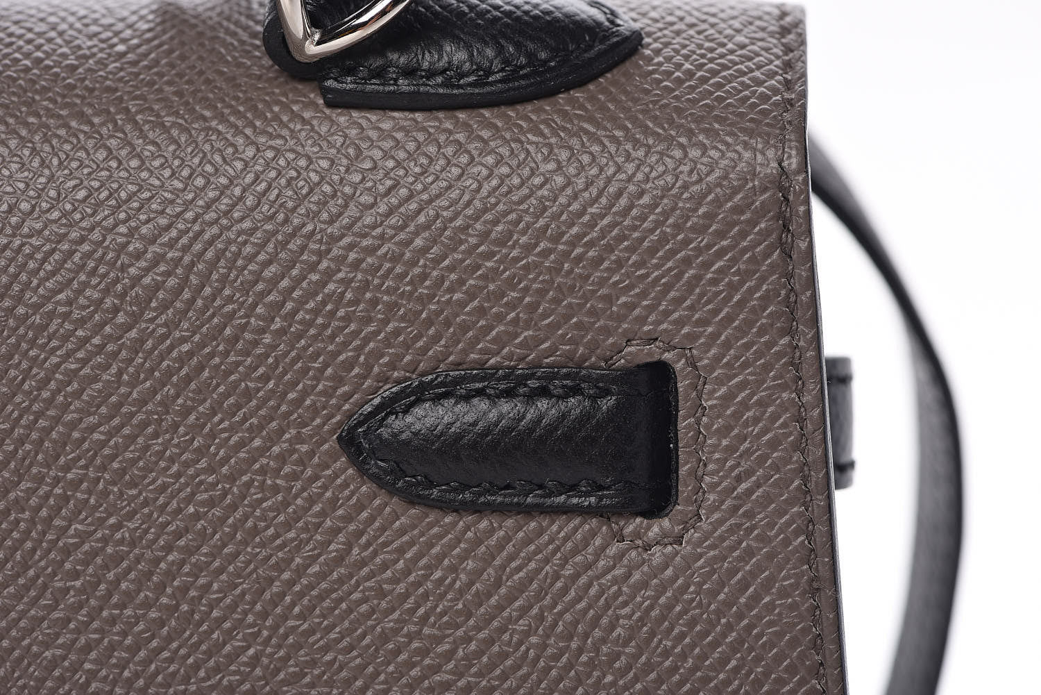 Hermes Epsom Bi Color Horseshoe Kelly Sellier 25 Etain Black 14 of 40