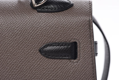 Hermes Epsom Bi Color Horseshoe Kelly Sellier 25 Etain Black 14 of 40
