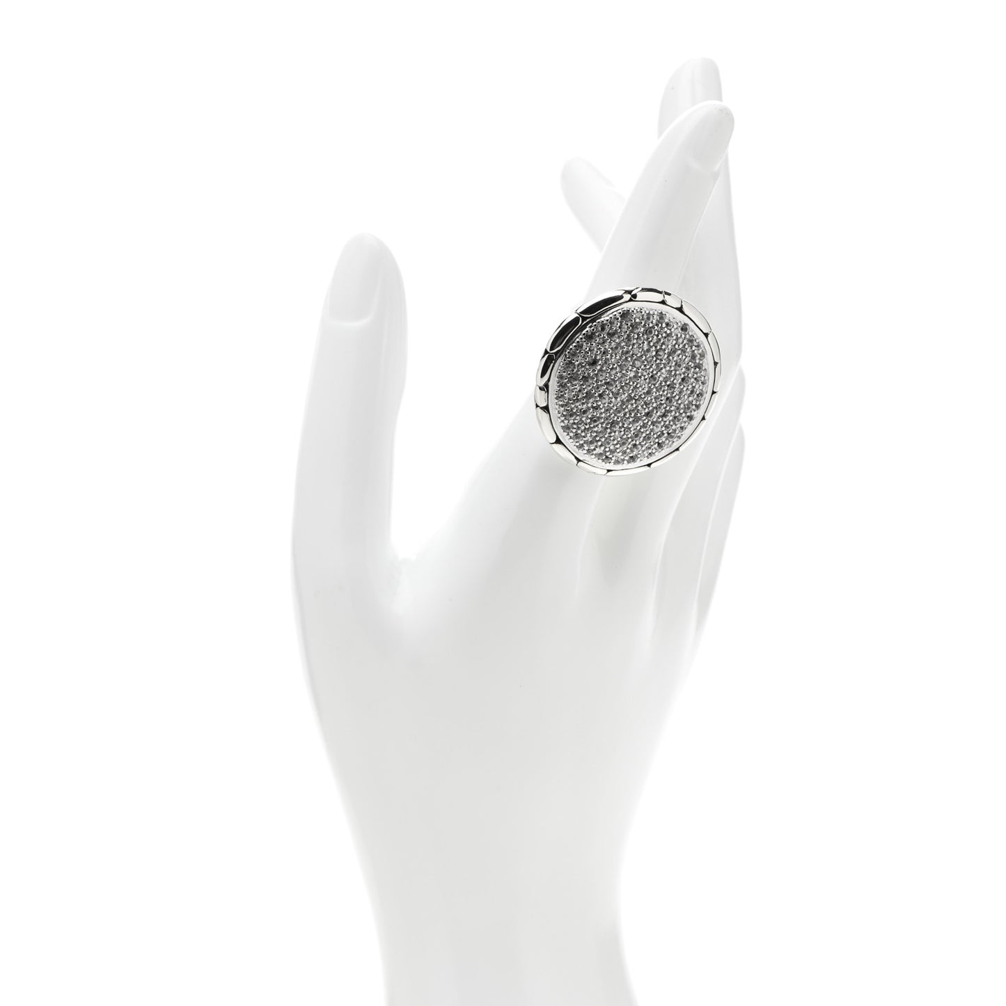 Sterling Silver White Sapphire Kali Lava Ring 54 6.75