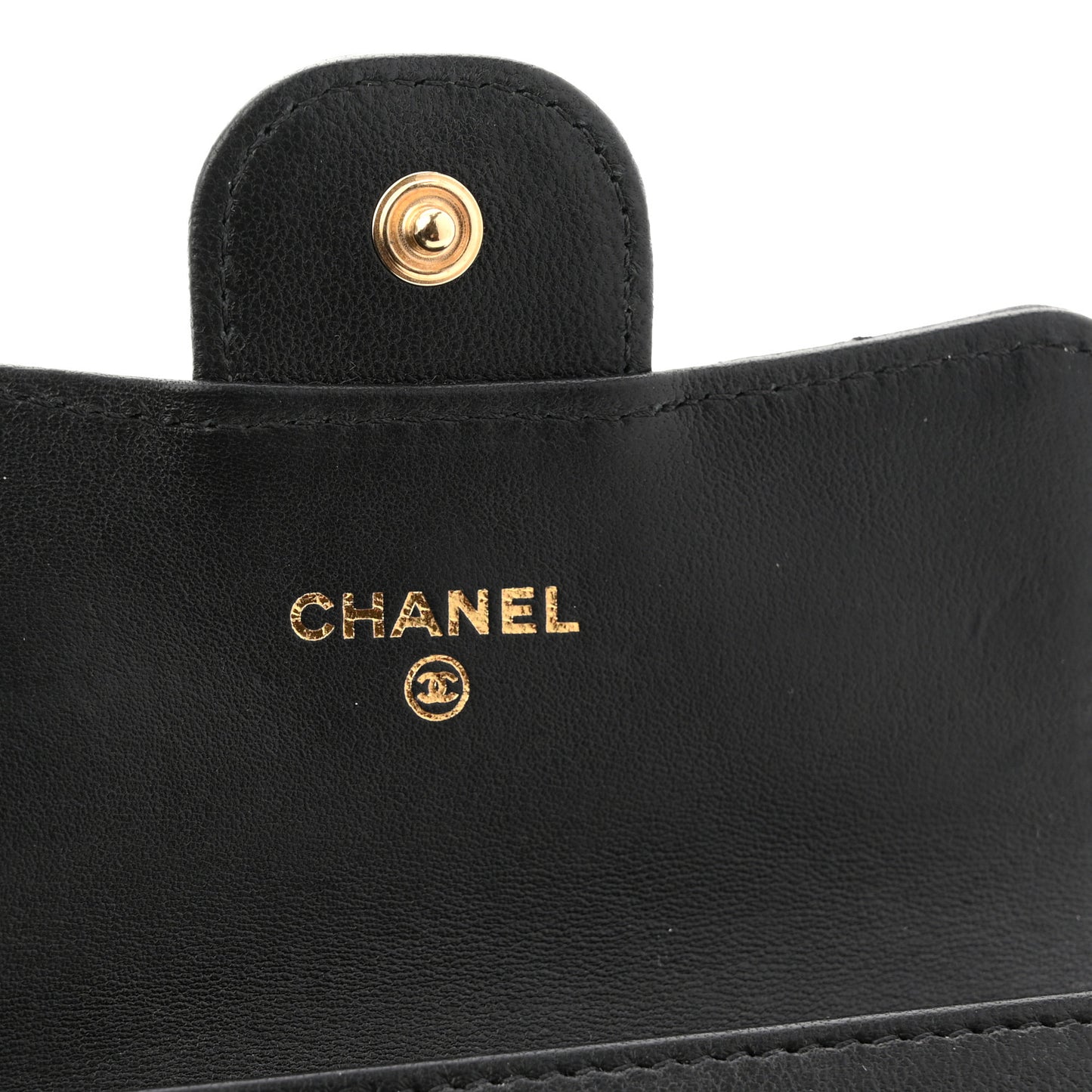 Lambskin Quilted Flap Card Holder Wallet Black