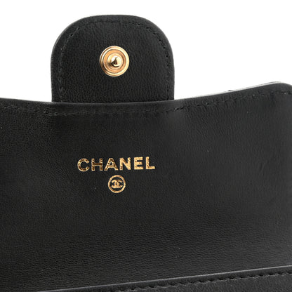 Chanel Lambskin Quilted Flap Card Holder Wallet Black 6 of 8