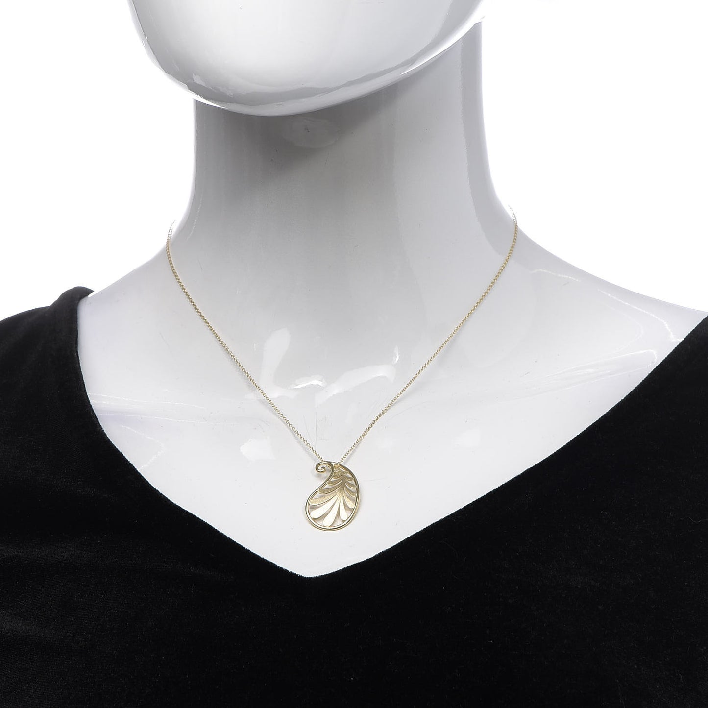 18K Yellow Gold Paloma Picasso Villa Palm Leaf Pendant Necklace