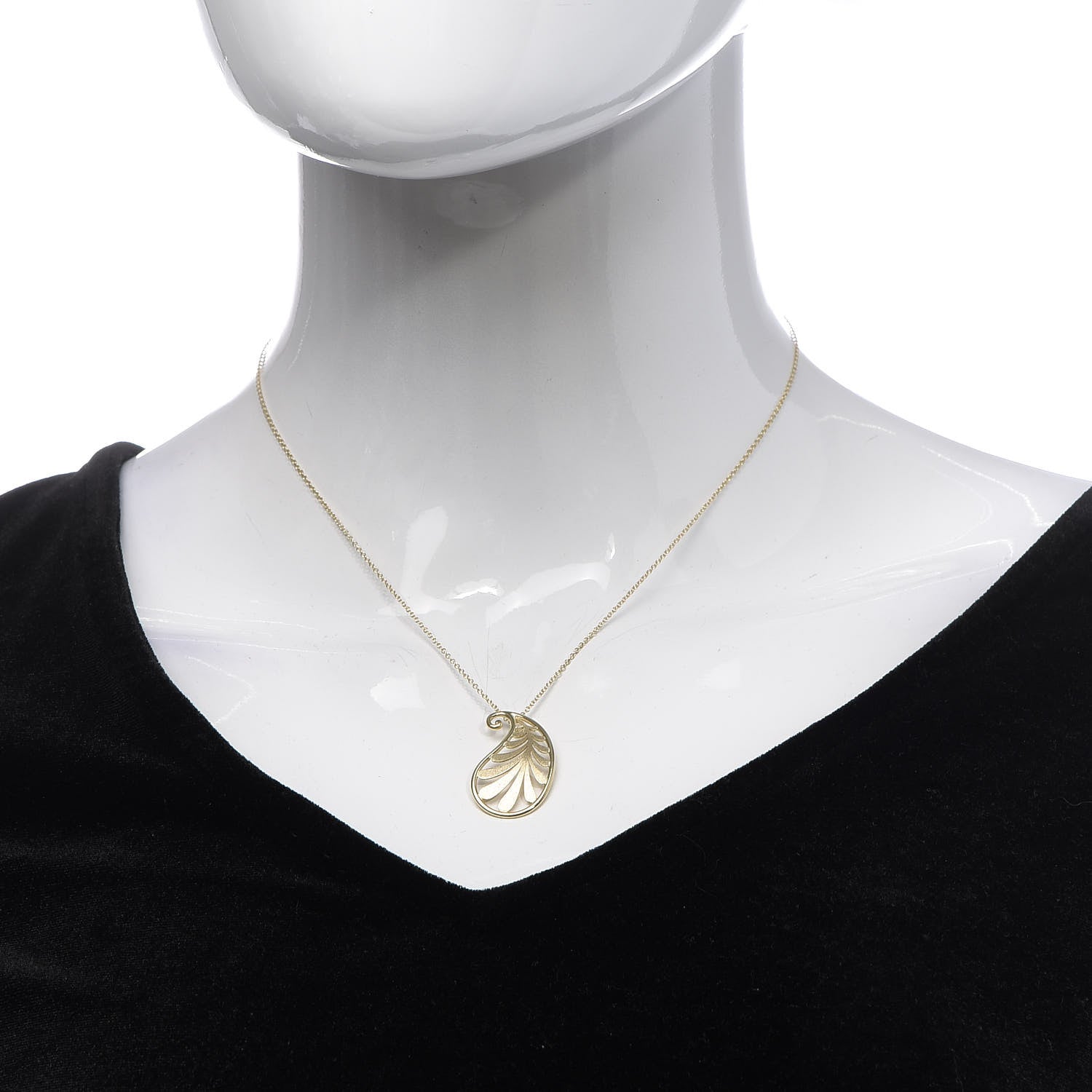 Tiffany 18K Yellow Gold Paloma Picasso Villa Palm Leaf Pendant Necklace 2 of 7