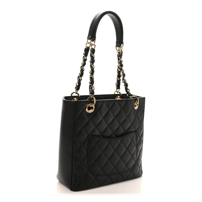 Chanel Caviar Quilted Petit Shopping Tote PST Black 3 of 10