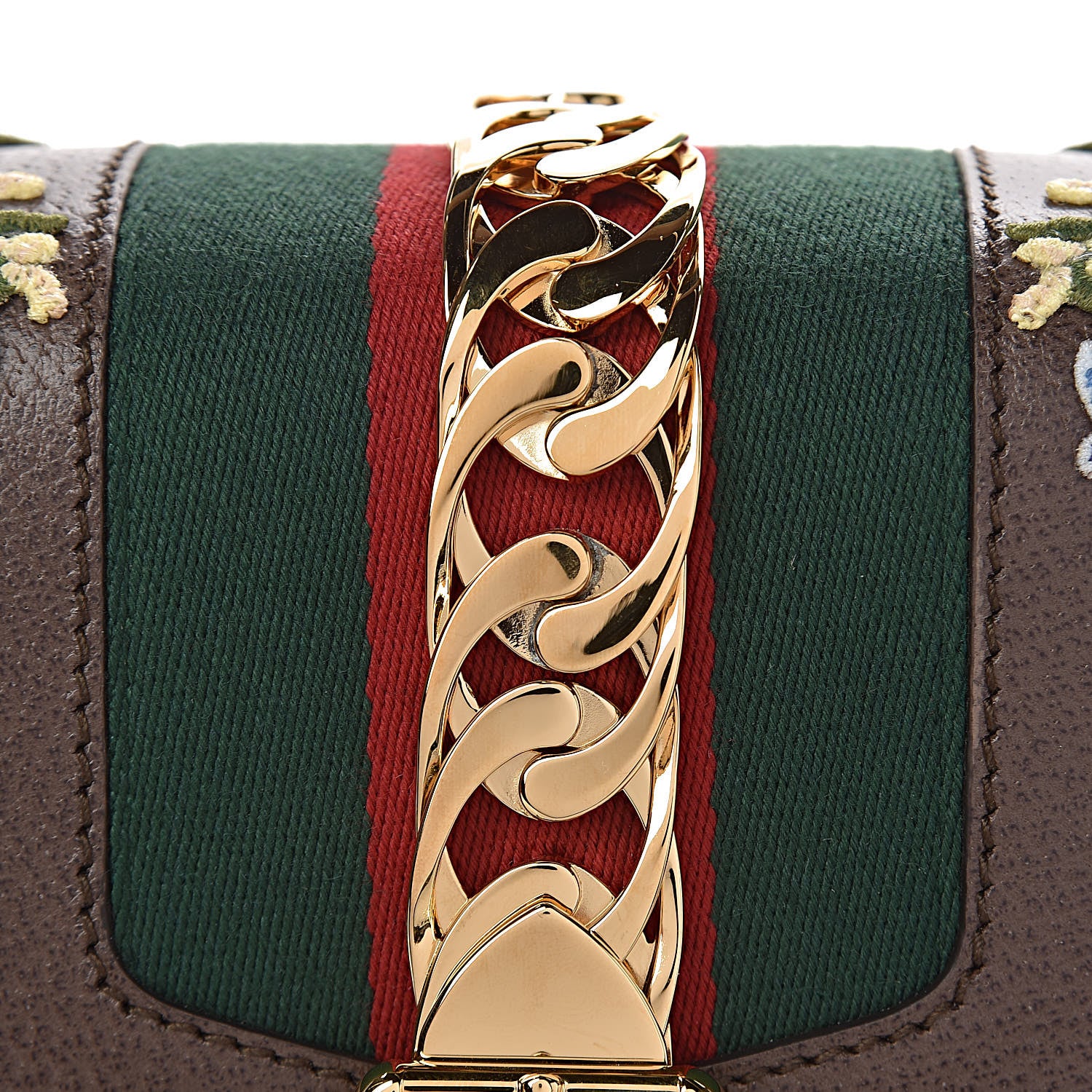 Gucci Calfskin Embroidered Medium Sylvie Top Handle Bag New Acero Multicolor 10 of 11