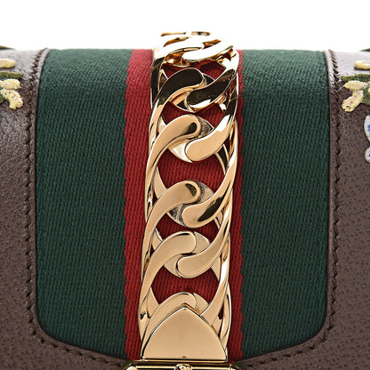 Gucci Calfskin Embroidered Medium Sylvie Top Handle Bag New Acero Multicolor 10 of 11