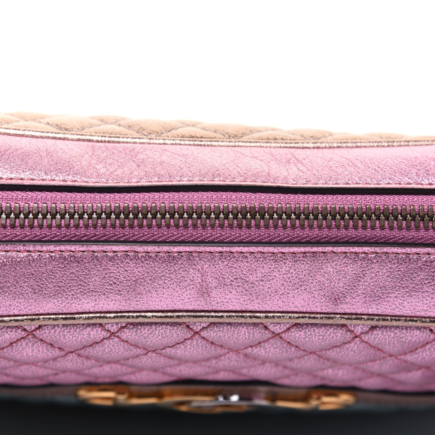Laminated Nappa Trapuntata Small Zumi Shoulder Bag Rosa Lago Rame