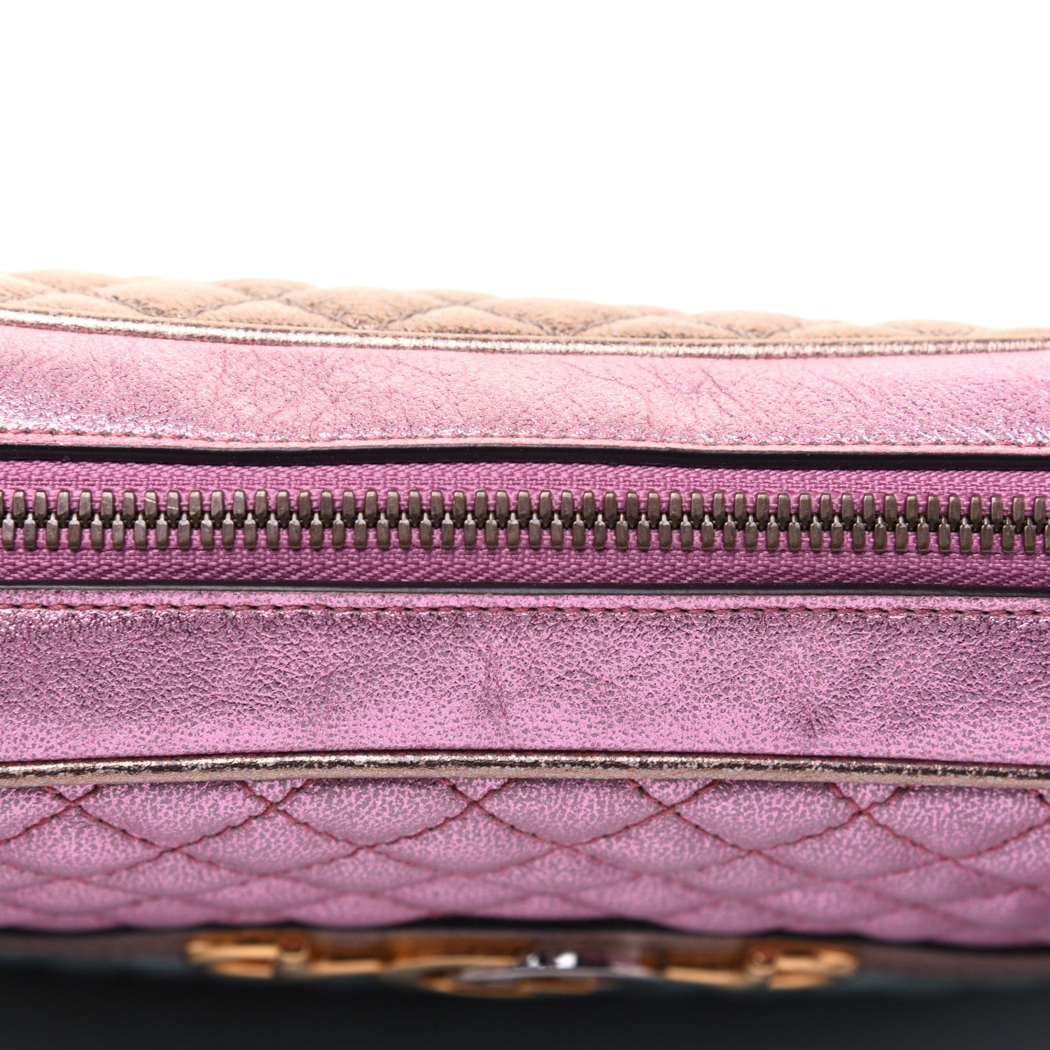 Gucci Laminated Nappa Trapuntata Small Zumi Shoulder Bag Rosa Lago Rame 13 of 14