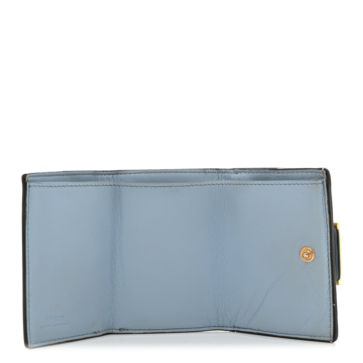 Fendi Nappa Matisse FF Diagonal Embossed Micro Tri-Fold Wallet Azzurro Polvere 5 of 8