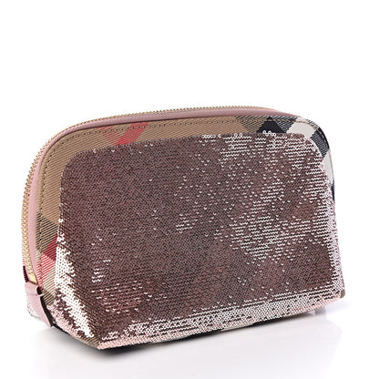 Burberry House Check Sequin Peyton Pouch Bag Pink 3 of 9