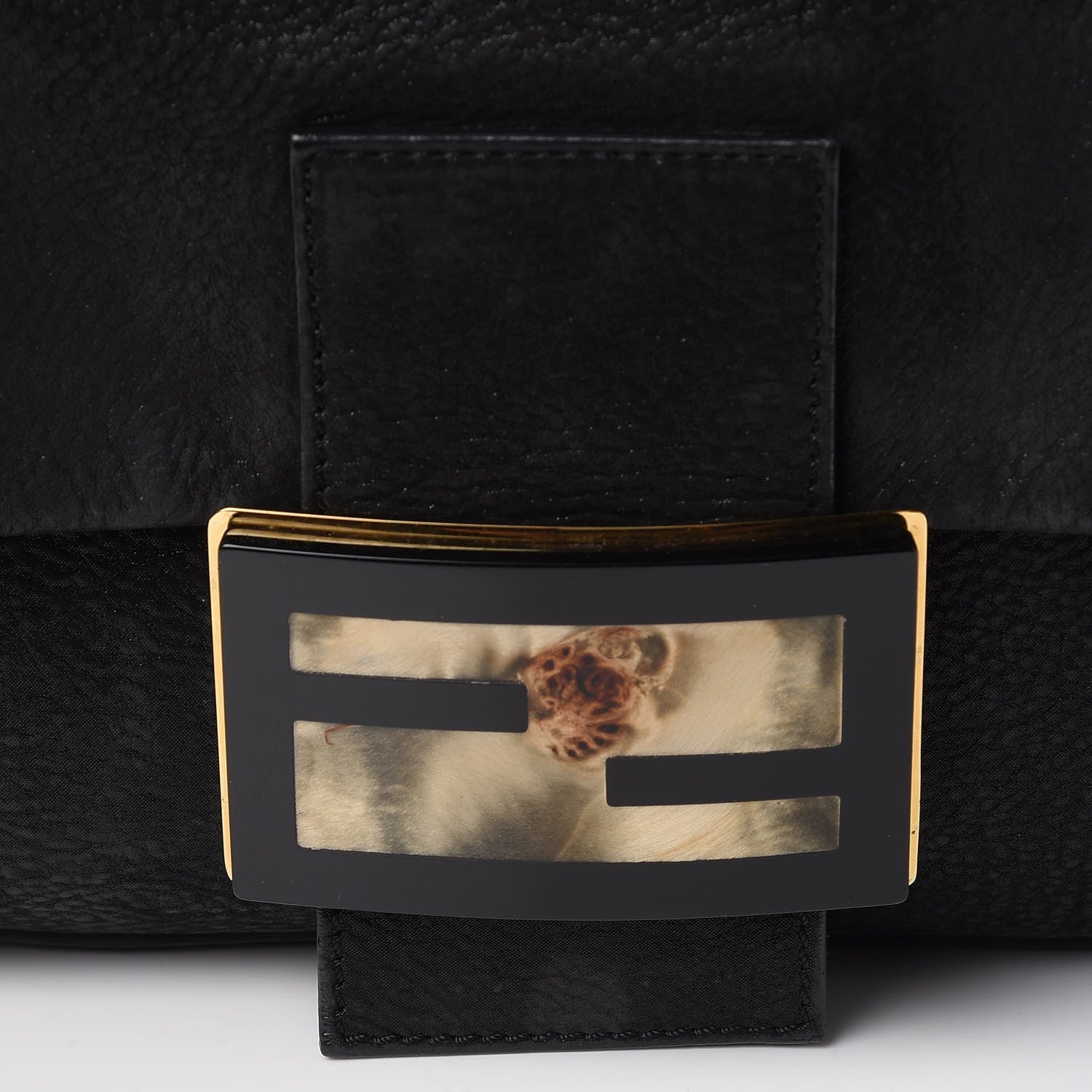 Fendi Vitello Savana Big Mama Baguette Black Tartaruga Natural 11 of 16