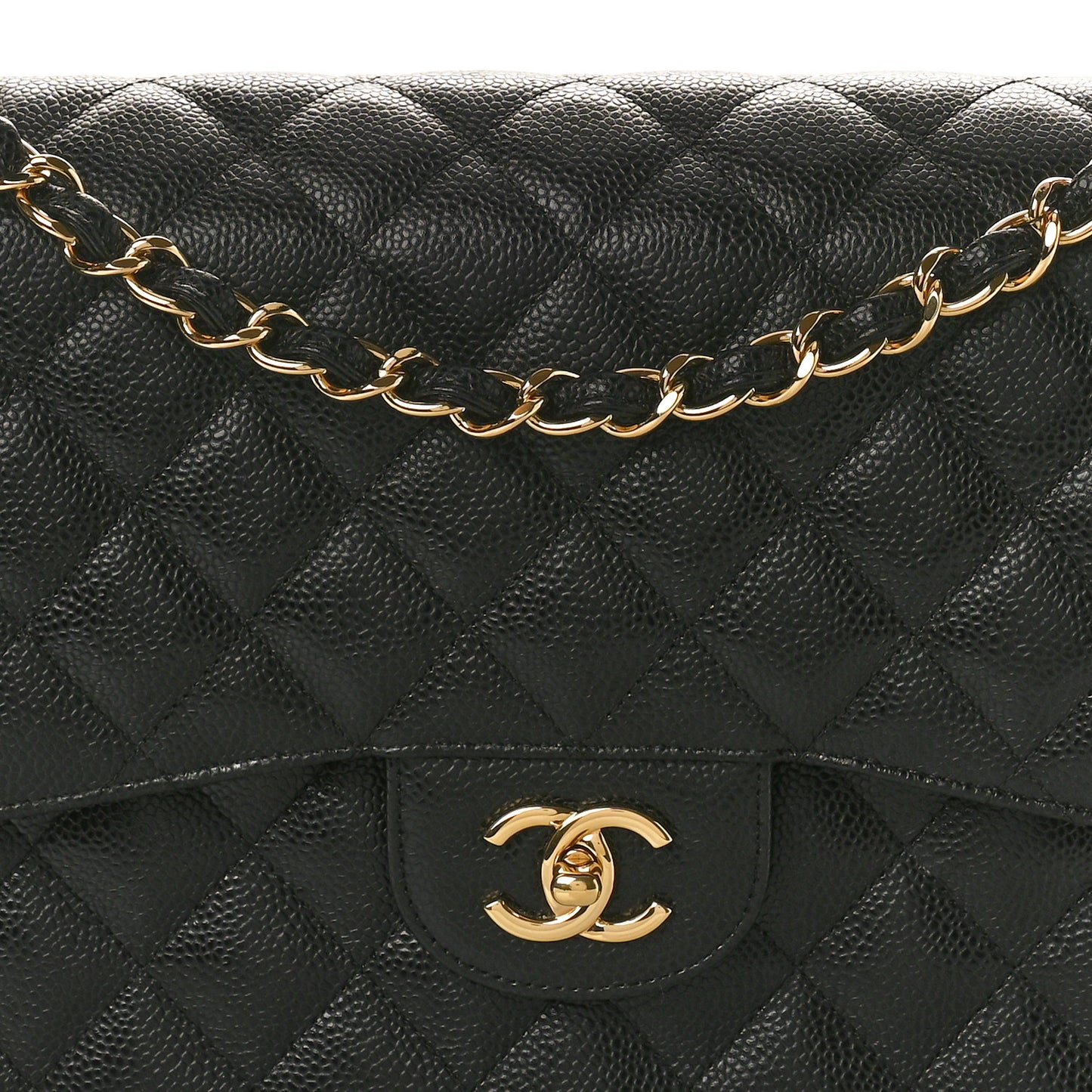 Caviar Quilted Jumbo Double Flap Black