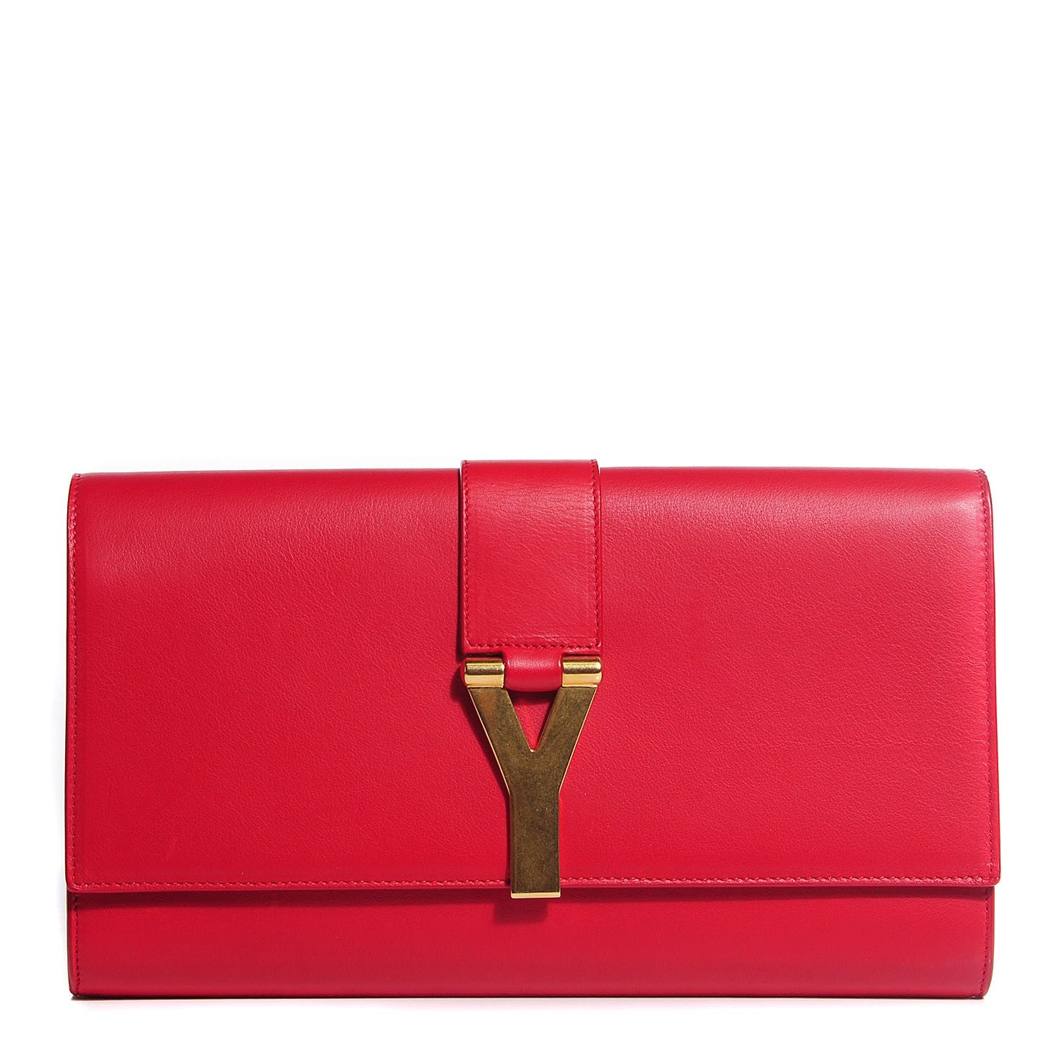 Saint Laurent Calfskin Classic Y Ligne Clutch Red 1 of 8