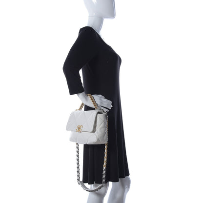 Chanel Goatskin Quilted Medium Chanel 19 Flap White 3 of 11