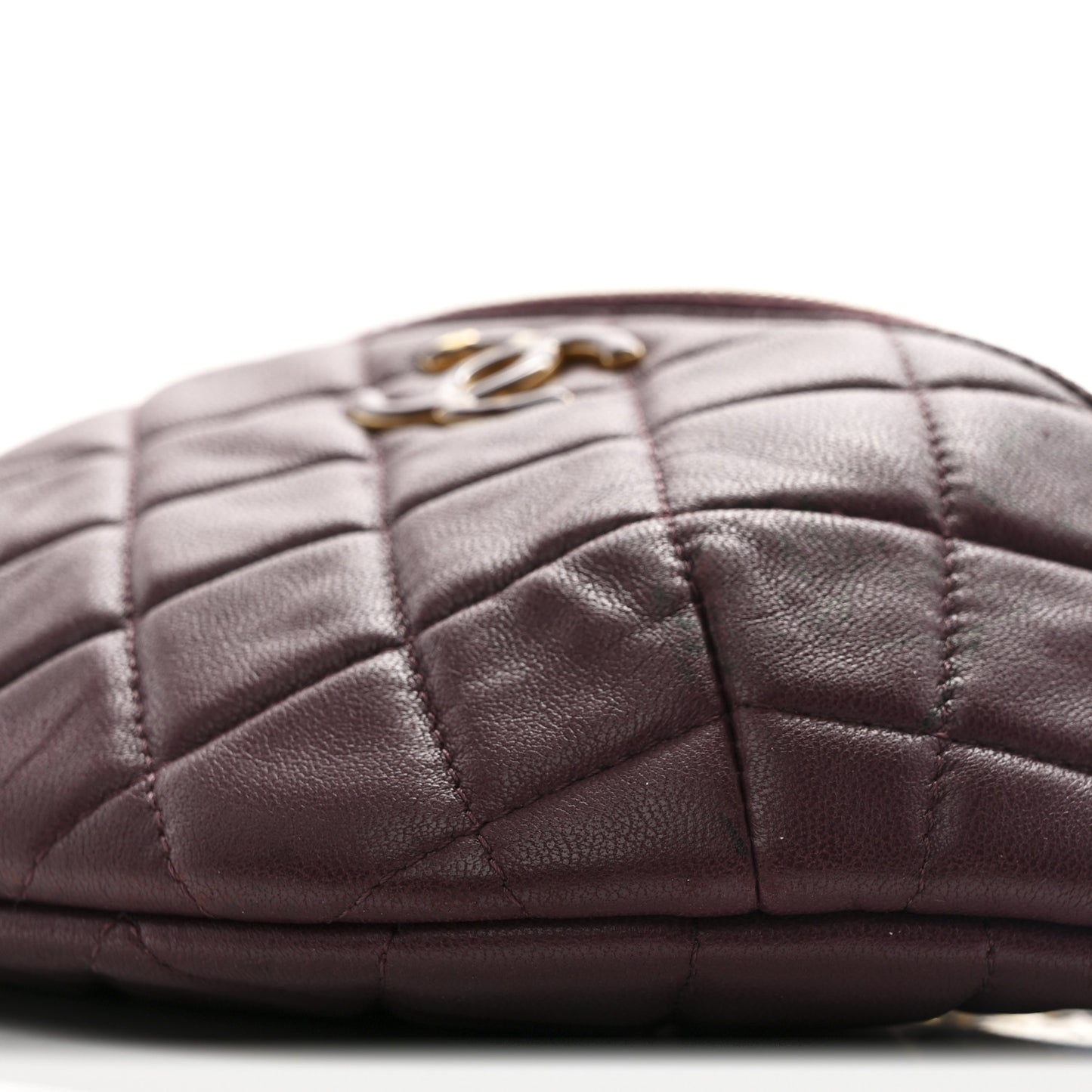 Shiny Lambskin Enamel Quilted Waist Bag Fanny Pack Burgundy