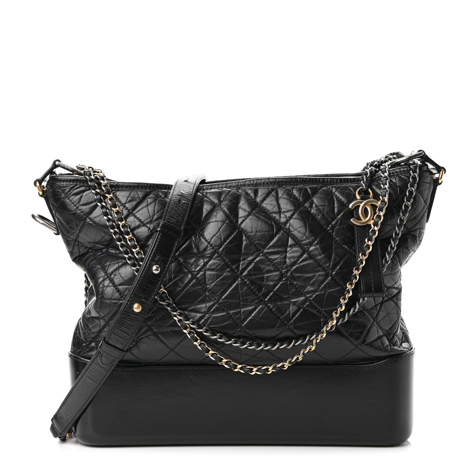Chanel Aged Calfskin Quilted Large Gabrielle Hobo Black 1 of 10