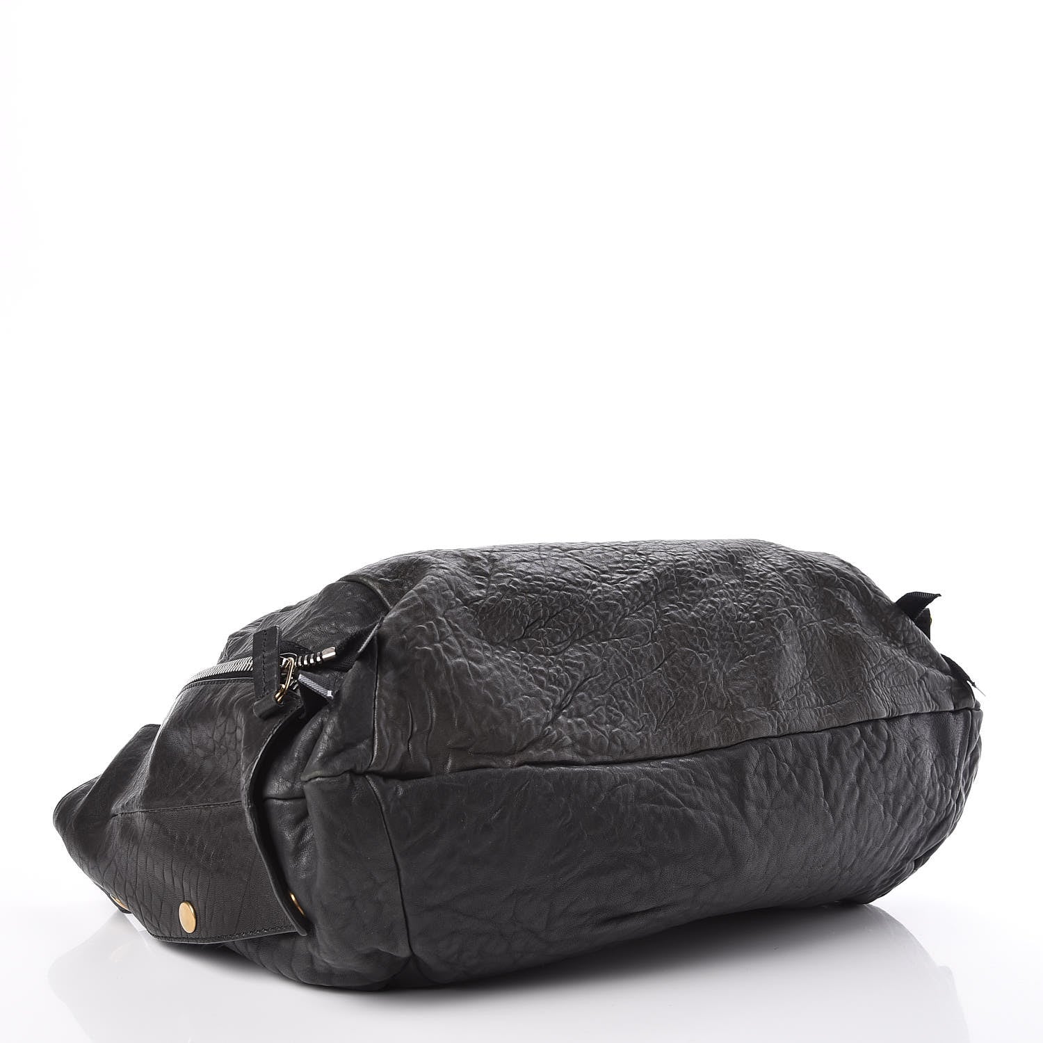 Celine Shrunken Lambskin Zipper Gusset Shopper Black 4 of 10