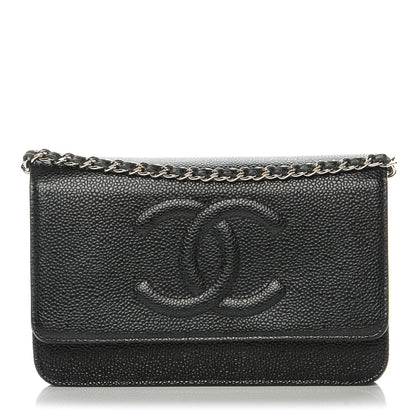Chanel Caviar Timeless CC Wallet On Chain WOC Black 1 of 9