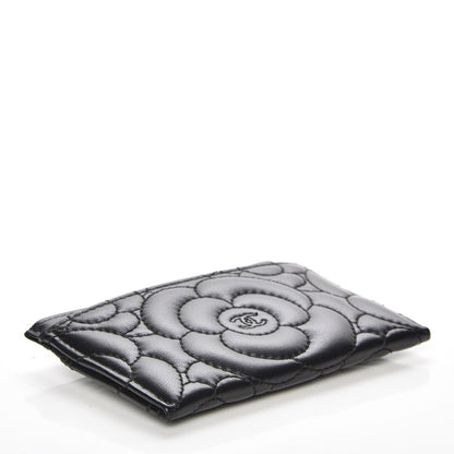 Chanel Lambskin Camellia Stitched Card Holder Black 4 of 9